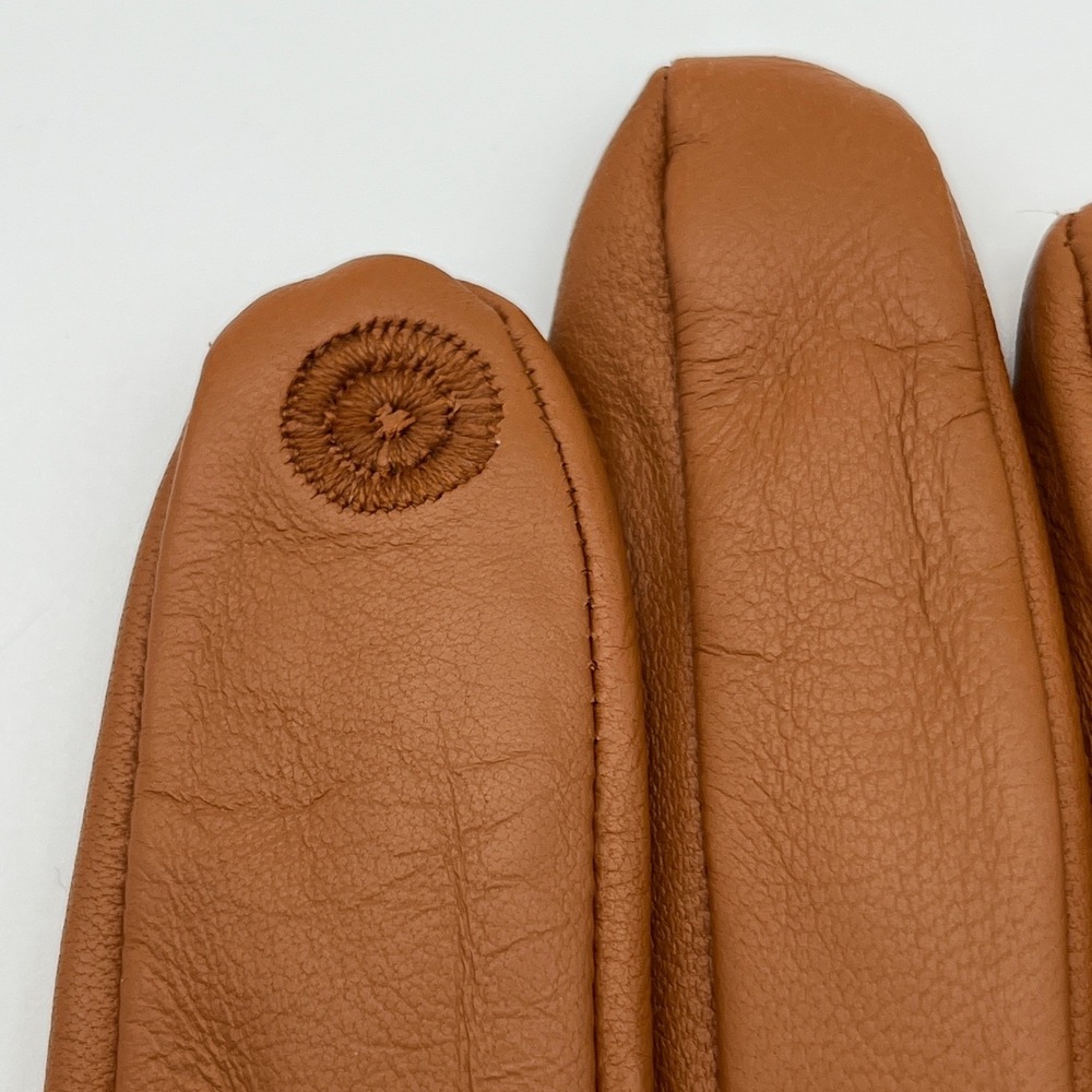 Chico's Gloves Women L/G Brown Leather Quilted Tech Friendly Zippered Moto Style - Picture 4 of 10